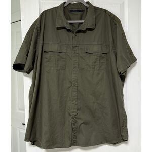 Sean John Men's Olive Green Button Down Short Sleeve Shirt Size 4XB